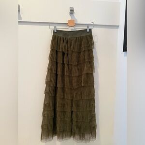 Olive Green Tiered Skirt in size M/L